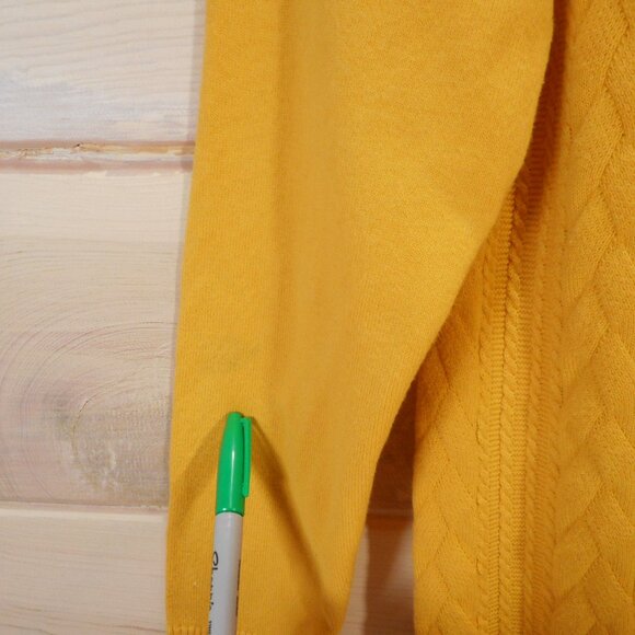Talbots Women's size M Cotton Sweater Yellow V-Neck Long Sleeve Cable Knit - Picture 4 of 10